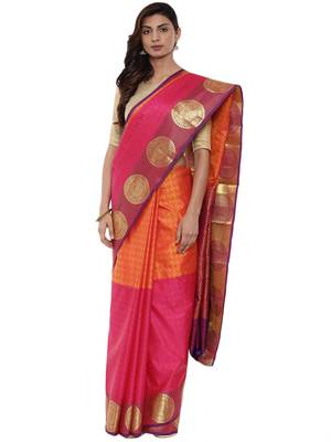 CLASSICATE from the house of The Chennai Silks  Women's Multicolor Dharmavaram Silk Saree With Blouse 1