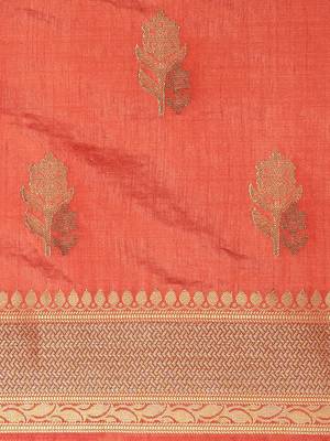 CLASSICATE from the house of The Chennai Silks  Women's Orange Dupion Saree With Blouse 3