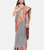 CLASSICATE from the house of The Chennai Silks  Women's Grey Dupion Saree With Blouse