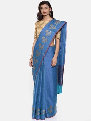 CLASSICATE from the house of The Chennai Silks  Women's Blue Organza Saree With Blouse 1