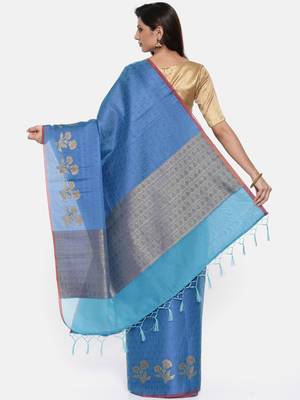 CLASSICATE from the house of The Chennai Silks  Women's Blue Organza Saree With Blouse 2