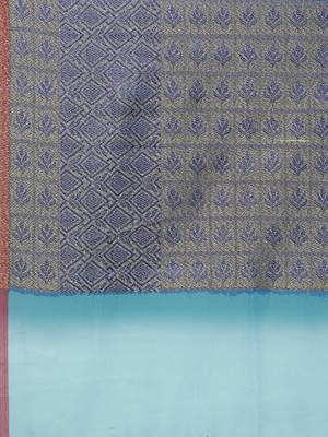 CLASSICATE from the house of The Chennai Silks  Women's Blue Organza Saree With Blouse 4