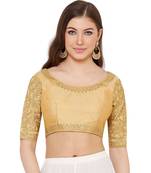 Women's Gold Silk Blend Readymade Free Size Saree Blouse