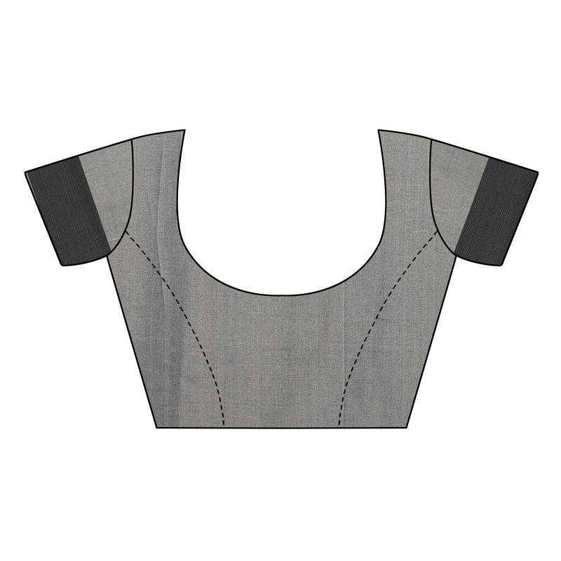 Women's  White Cotton Silk Printed Saree With Blouse Piece