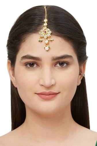 White Kundan Maang Tikka