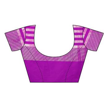 Women's  Purple Cotton Silk Printed Saree With Blouse Piece 5