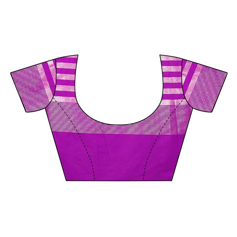 Women's  Purple Cotton Silk Printed Saree With Blouse Piece