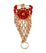 Bewitching Gold Plated Square Shape Diamond  Phool (Pocha) For Women & Girls
