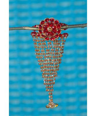 Bewitching Gold Plated Square Shape Diamond  Phool (Pocha) For Women & Girls 3