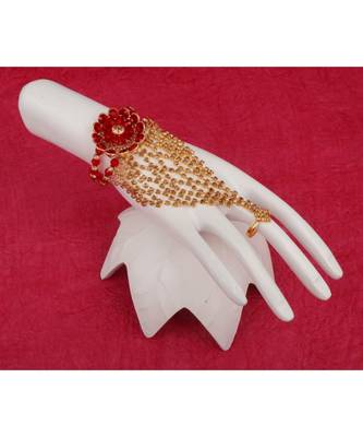 Bewitching Gold Plated Square Shape Diamond  Phool (Pocha) For Women & Girls 5