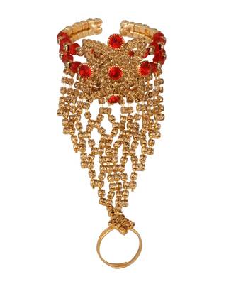 Bewitching Gold Plated Square Shape Diamond  Phool (Pocha) For Women & Girls 1