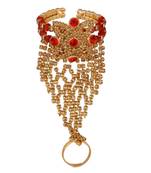 Bewitching Gold Plated Square Shape Diamond  Phool (Pocha) For Women & Girls