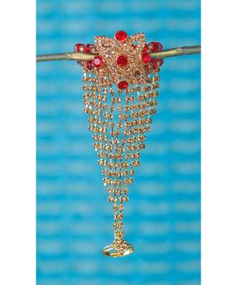 Bewitching Gold Plated Square Shape Diamond  Phool (Pocha) For Women & Girls 3