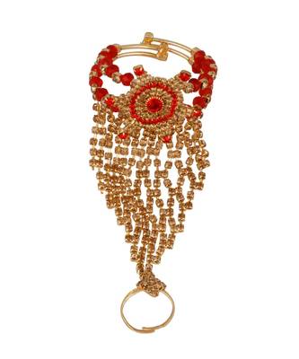 Bewitching Gold Plated Square Shape Diamond  Phool (Pocha) For Women & Girls 1