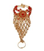 Bewitching Gold Plated Square Shape Diamond  Phool (Pocha) For Women & Girls