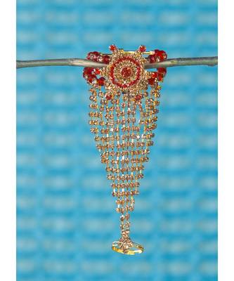 Bewitching Gold Plated Square Shape Diamond  Phool (Pocha) For Women & Girls 3
