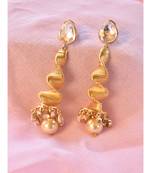 Party Wear Long Golden Spiral Earrings