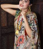 Unitex Fashion Premium Quality Brown Mulberry Tussar Silk  Saree