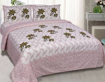 Pink City Fabrcs Unique Design Pure Cotton Jaipuri Bedsheet with 2 Pillow Cover 1
