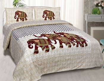 Pink City Fabrcs Unique Design Pure Cotton Jaipuri Bedsheet with 2 Pillow Cover 1