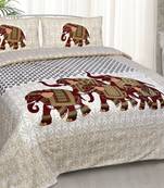 Pink City Fabrcs Unique Design Pure Cotton Jaipuri Bedsheet with 2 Pillow Cover