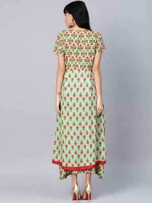 Green printed liva long-kurtis 2