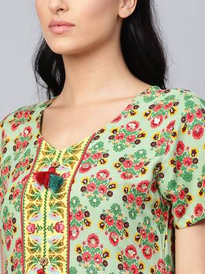 Green printed liva long-kurtis 4