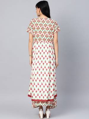 Off-white printed liva long-kurtis 2