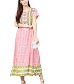 Off-white printed liva long-kurtis