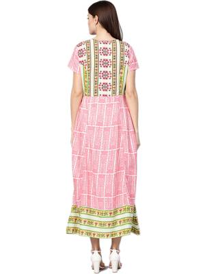 Off-white printed liva long-kurtis 2