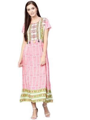 Off-white printed liva long-kurtis 3