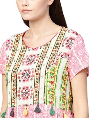 Off-white printed liva long-kurtis 5