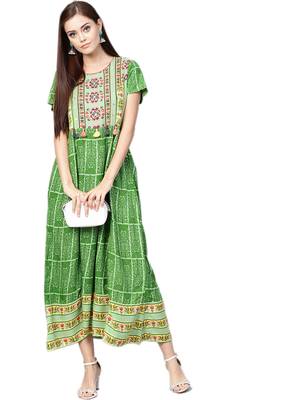 Green printed liva long-kurtis 1