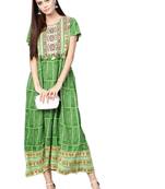 Green printed liva long-kurtis
