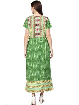 Green printed liva long-kurtis 2