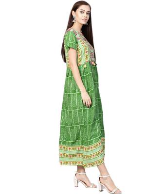 Green printed liva long-kurtis 3