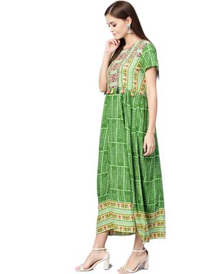 Green printed liva long-kurtis 4