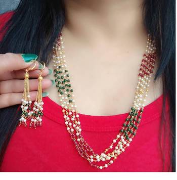 Multicolor Alloy 5 Line Pearl Beaded Necklace Imitation 1