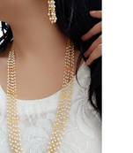 White Alloy 5 Line Pearl Beaded Necklace Imitation