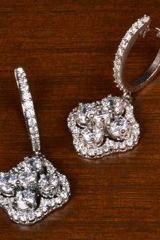 Rhodium Plated American Diamond Embellished Danglers 216ED393