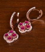 Rose Gold Plated American Diamond and Ruby Embellished Danglers 216ED395