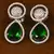 Rhodium Plated American Diamond and Green Stone Embellished Earrings 216ED396