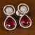 Rhodium Plated American Diamond and Magenta Stone Embellished Earrings 216ED399
