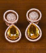 Rose Gold Plated American Diamond and Champagne Stone Embellished Earrings 216ED400