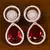 Rose Gold Plated American Diamond and Magenta Stone Embellished Earrings 216ED402