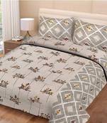 Pure Cotton Floral Print Double Bed Bedsheet (90 In x 108 In) with 2 pillow cover - Orange