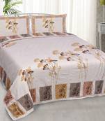 Cotton Premium Double Bed King Size Floral Design Bedsheet (100 In x 108 In) with 2 pillow cover - Yellow and Orange