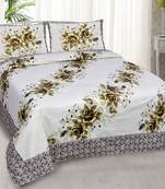 TC Pure Cotton Premium Double Bed King Size Floral Bedsheet (100 In x 108 In) with 2 pillow cover - Green