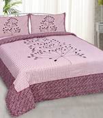 TC Pure Cotton Premium Double Bed King Size Bedsheet (100 In x 108 In) with 2 pillow cover - Pink