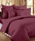 TC Premium Luxury Cotton Satin Striped Double Bed King Size Bedsheet (100 In x 108 In) with 2 pillow cover - Magenta